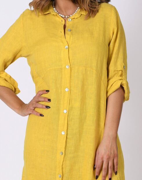 Robe 100% Lin Debby moutarde