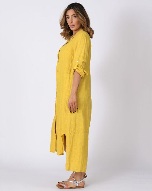 Robe 100% Lin Debby moutarde