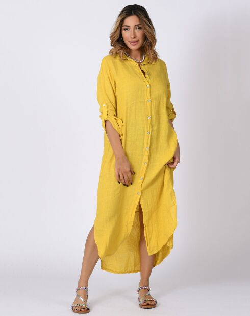 Robe 100% Lin Debby moutarde