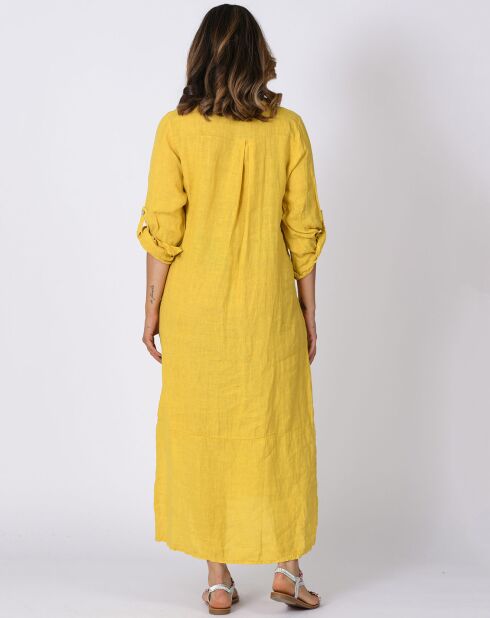 Robe 100% Lin Debby moutarde