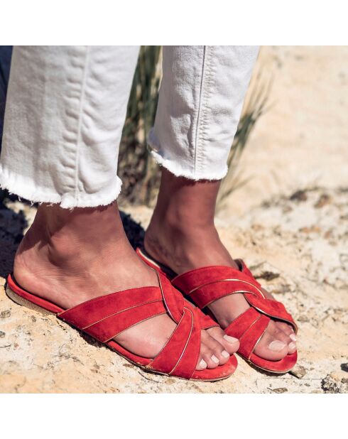 Sabot Zelie Vermilion in pelle di velluto