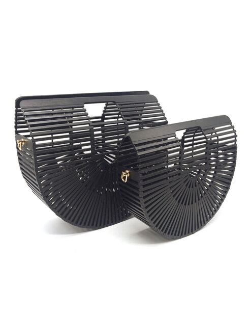 2 Sacs à main en Bambou Clyde noirs - 21x32x10,5 cm