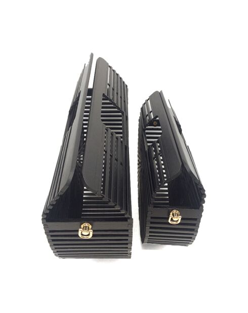 2 Sacs à main en Bambou Clyde noirs - 21x32x10,5 cm