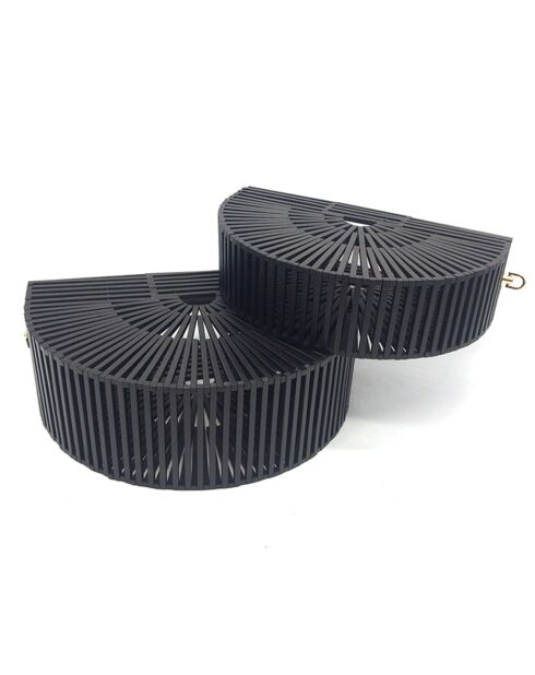 2 Sacs à main en Bambou Clyde noirs - 21x32x10,5 cm