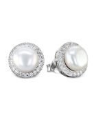 Boucles d'oreilles en Argent rhodié, Perles & Zircone