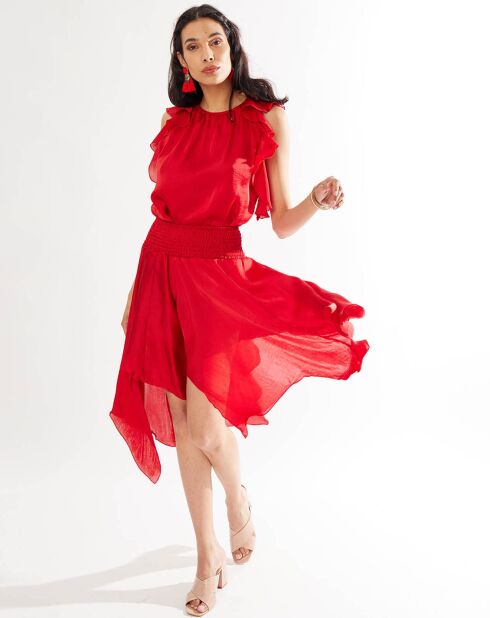Jupe satinée Haora rouge