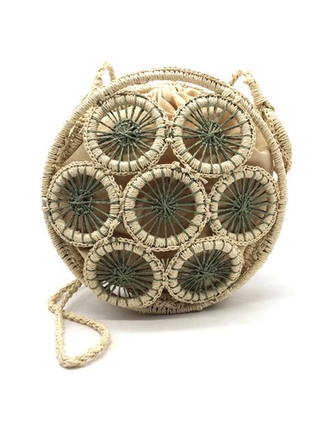 Sac bandoulière en papier Prouly beige/kaki - 25x23x7.5 cm