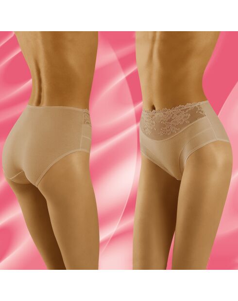 Culotte taille haute Eco avec dentelle beige