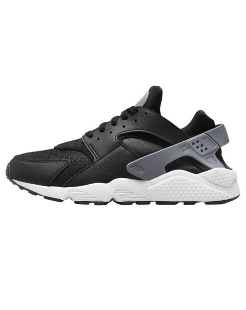 Sneakers en Cuir et Mesh Air Huarache Run noir/gris