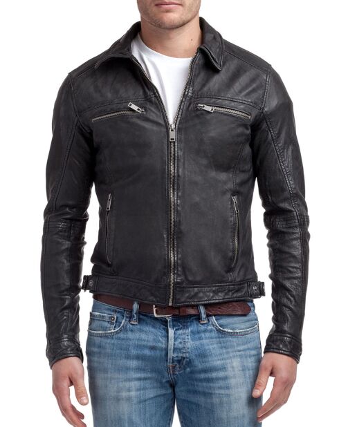 Veste en Cuir Narek noire