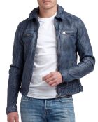 Blaue Narek Lederjacke
