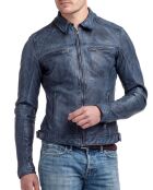Blaue Narek Lederjacke