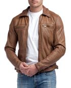 Cognac leren jack Narek