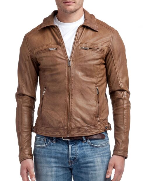 Cognac leren jack Narek