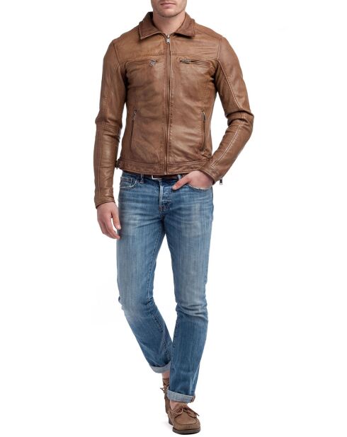 Cognac leren jack Narek