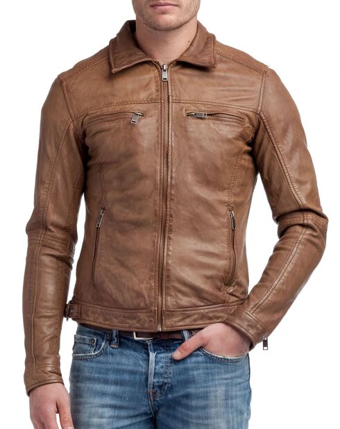 Cognac leren jack Narek