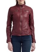 Veste en Cuir Natalie bordeaux