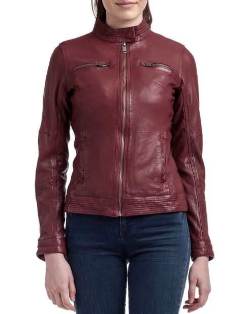Veste en Cuir Natalie bordeaux