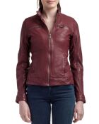 Veste en Cuir Natalie bordeaux