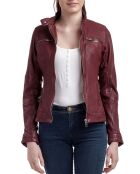 Veste en Cuir Natalie bordeaux