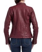 Veste en Cuir Natalie bordeaux