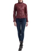 Veste en Cuir Natalie bordeaux
