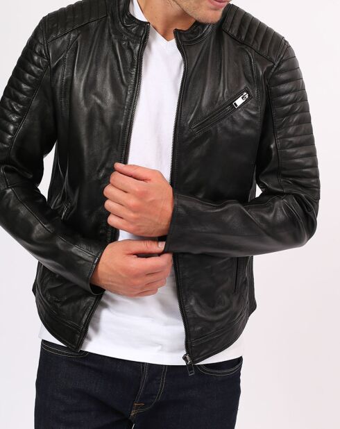 Veste en Cuir Norberto noire