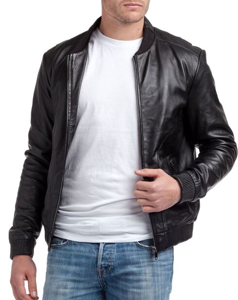 Veste en Cuir Norman noire