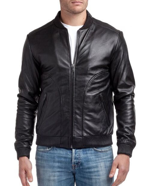 Veste en Cuir Norman noire