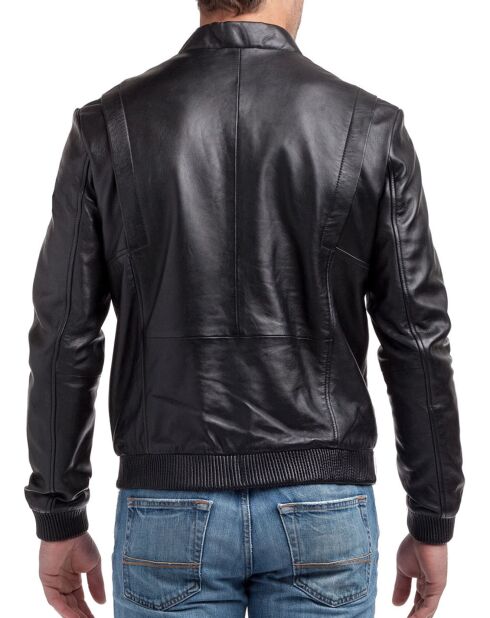 Veste en Cuir Norman noire