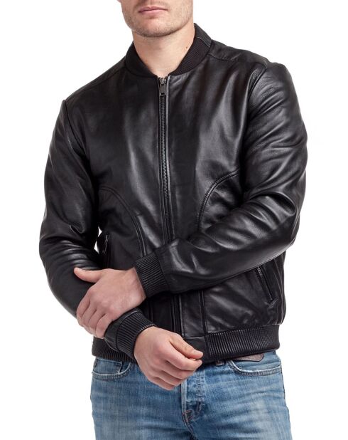 Veste en Cuir Norman noire