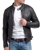 Veste en Cuir Zack noire