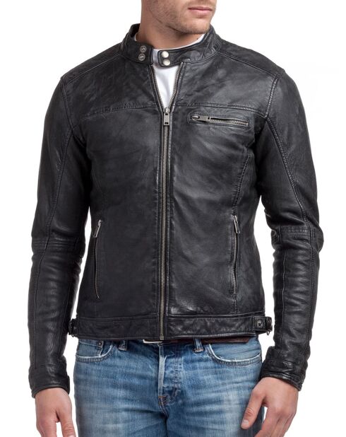 Veste en Cuir Zack noire