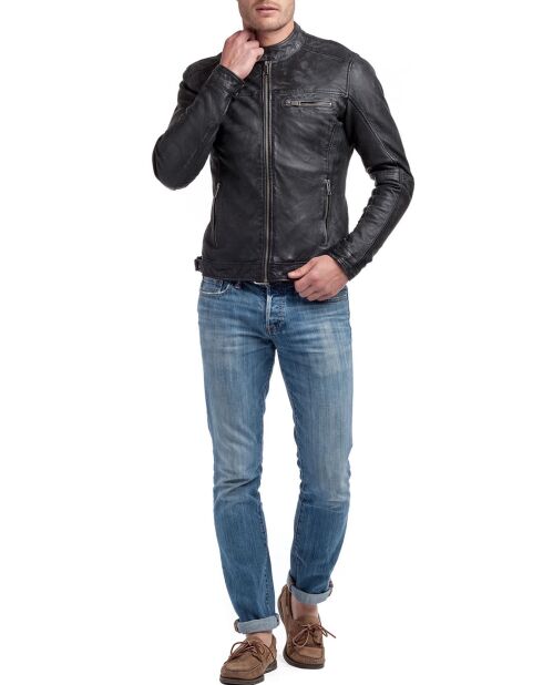 Veste en Cuir Zack noire