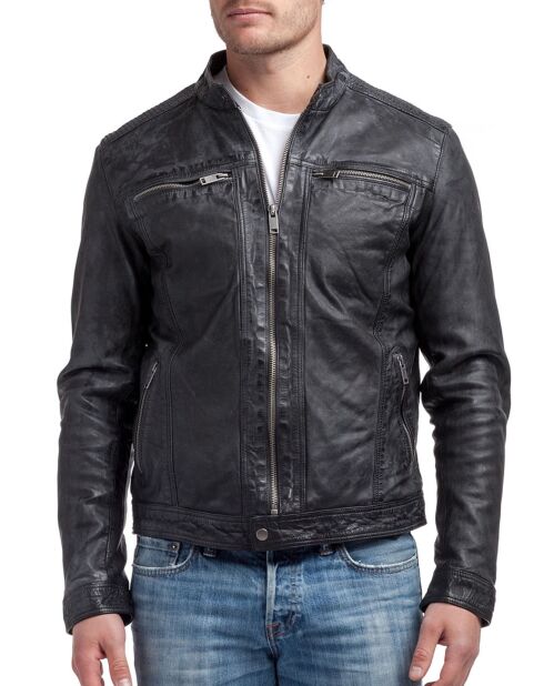 Veste en Cuir Zadok noire