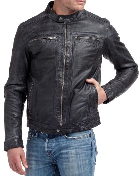 Veste en Cuir Zadok noire