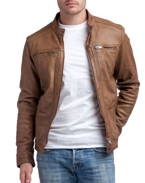 Veste en Cuir Zadok cognac