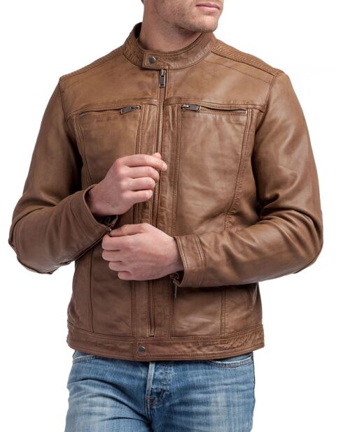 Veste en Cuir Zadok cognac