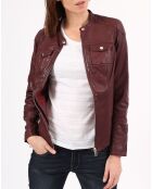 Veste en Cuir Zayra bordeaux