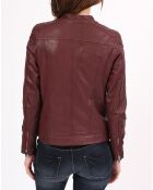 Veste en Cuir Zayra bordeaux