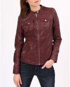 Veste en Cuir Zayra bordeaux