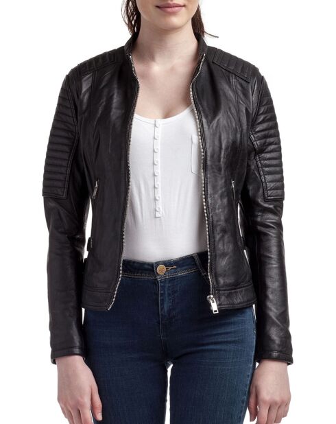 Veste en Cuir Zelie noire