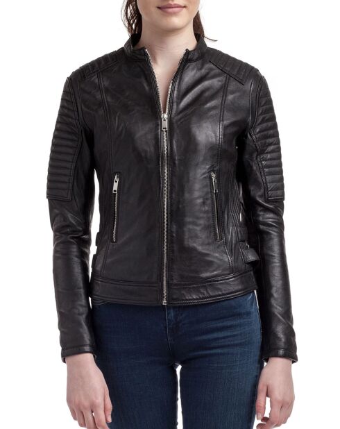 Veste en Cuir Zelie noire