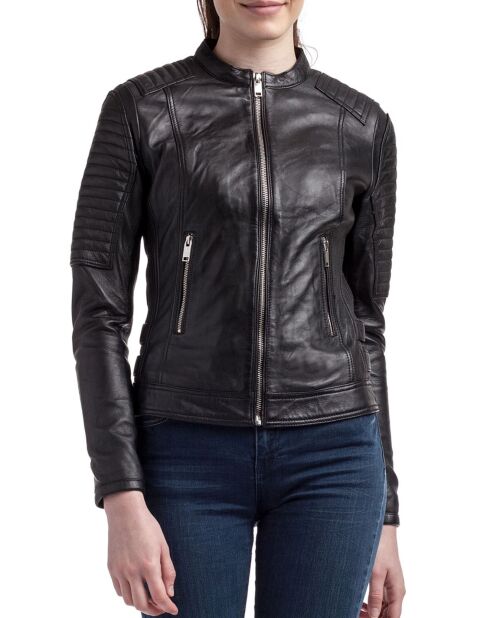 Veste en Cuir Zelie noire