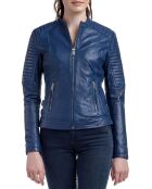 Veste en Cuir Zelie bleue