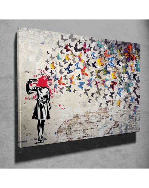 Toile sur toile Reproduction Banksy multicolore - 70x100 cm