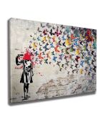 Toile sur toile Reproduction Banksy multicolore - 70x100 cm