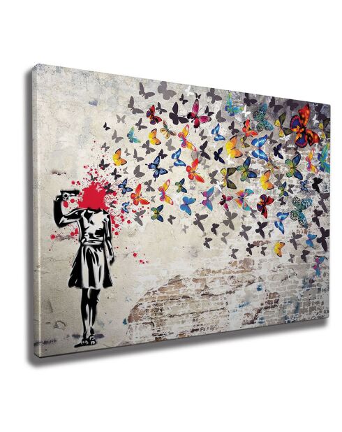 Toile sur toile Reproduction Banksy multicolore - 70x100 cm