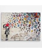 Toile sur toile Reproduction Banksy multicolore - 70x100 cm