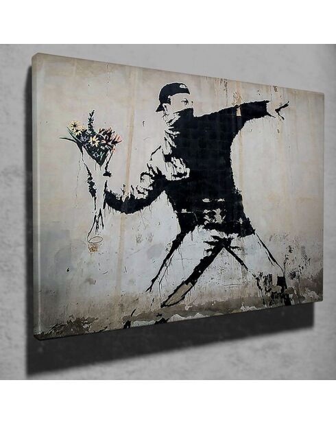 Peinture sur toile Reproduction Banksy multicolore - 50x70 cm